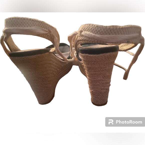 Victoria’s Secret Wedge Size 8 Platform Sandals lace up ankle black espadrilles - Picture 4 of 8